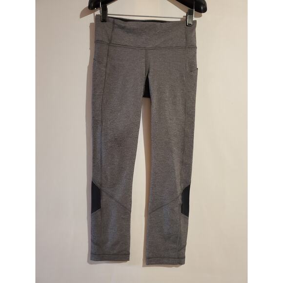 Lululemon Pace Rival Crop 22" Heathered Gray Black Leggings Womens 4 Activewear - Picture 5 of 13